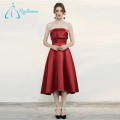 A-Line Satin Rojo Plisado Sexy Formal Vestido Prom patrones